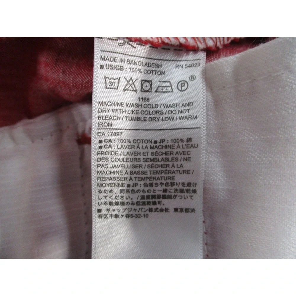 Banana Republic Mens Red Cotton Chambray Elastic Waist Drawstring Shorts Size M